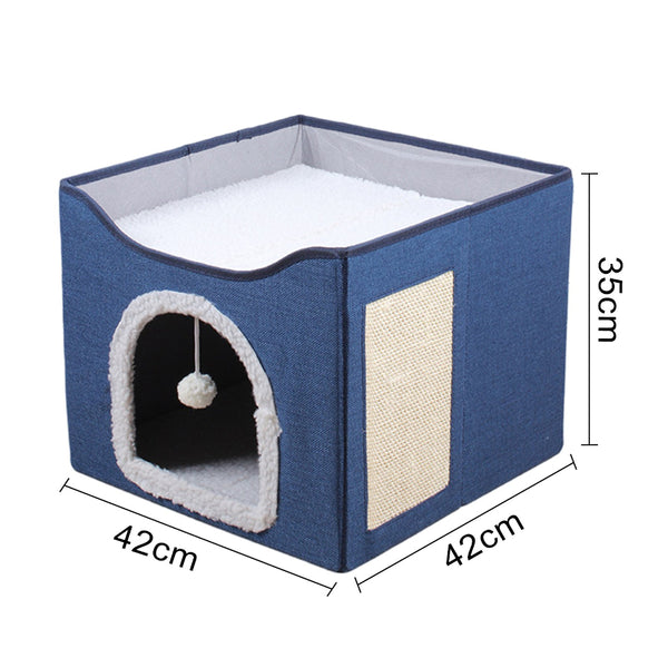 Foldable Cat Bed House With Scratch Pad