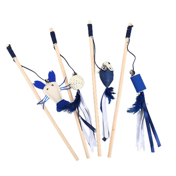 Interactive Set of 4 Sticks Pet Cat Toy
