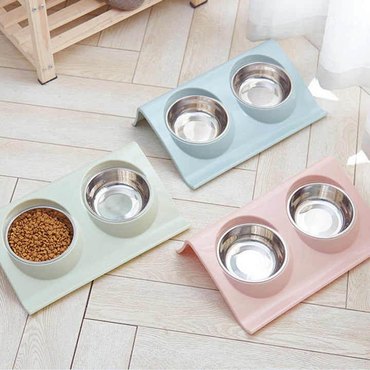 Stainless-Steel Metal Feeder Double Cat Pet Dog Bowl 3